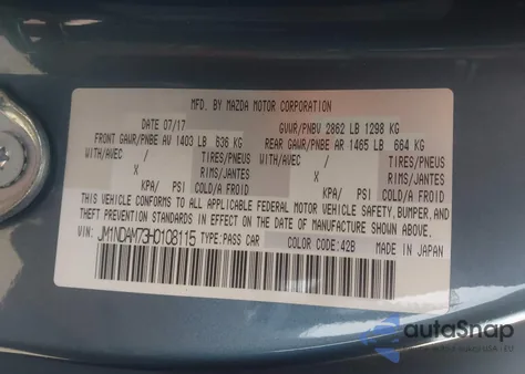 2017 Mazda Mx-5 Miata Rf Grand Touring z USA, uszkodzony, nr VIN JM1NDAM73H0108115